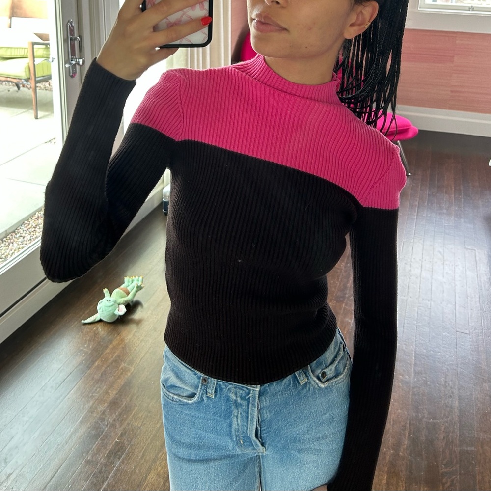 Zara color block turtleneck sweater